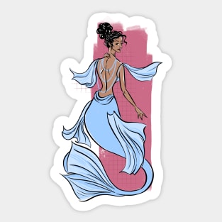 lovely sky blue mermaid with tan skin Sticker